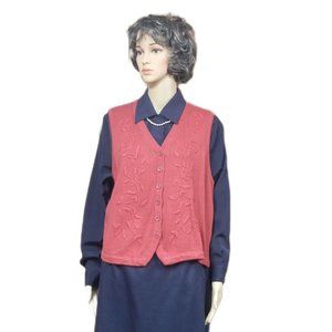 REQUIREMENTS Vintage Red Button Down Sweater Vest XL